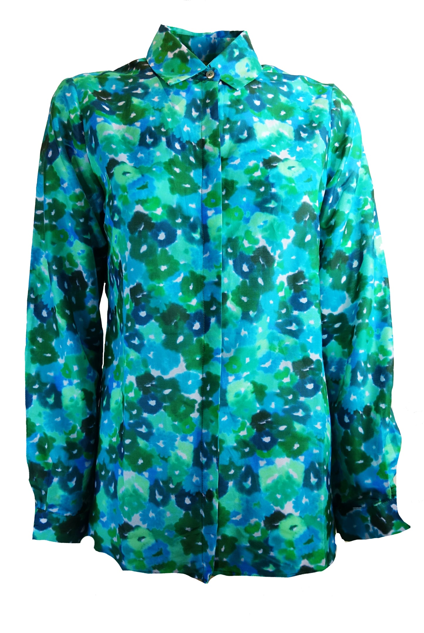 "Unique" silk shirt with "Chinoiserie" pattern with peacock bottom