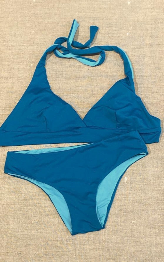 Bikini "Sicily" tinta unita ottanio e celeste