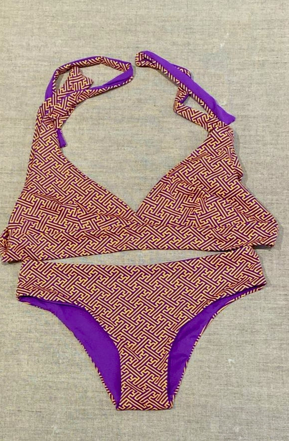 New Bikini "Sicily" fantasia geometrica in arancio