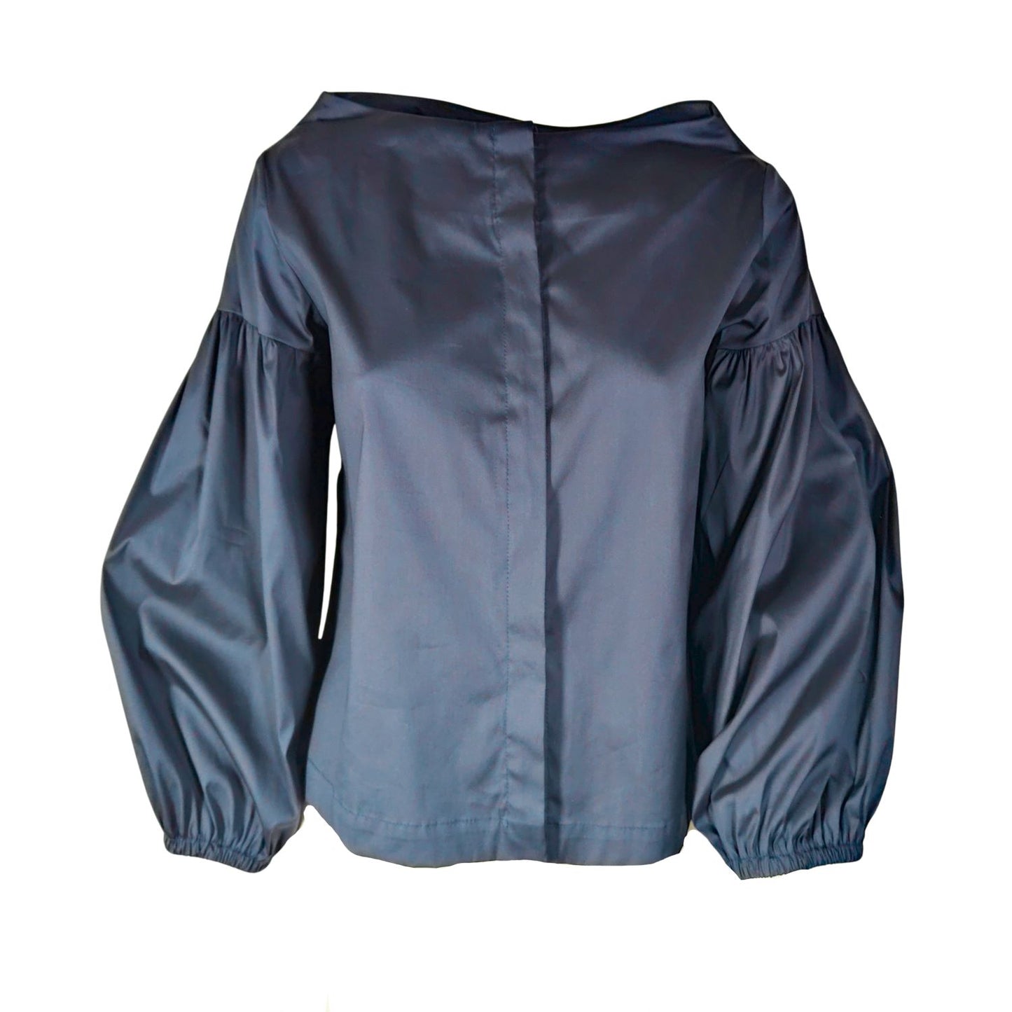 Camicia rinascimento con manica a sbuffo in cotone  blu scuro