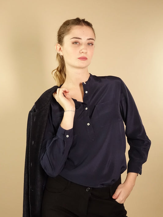 Camicia in seta  "Unique" blu