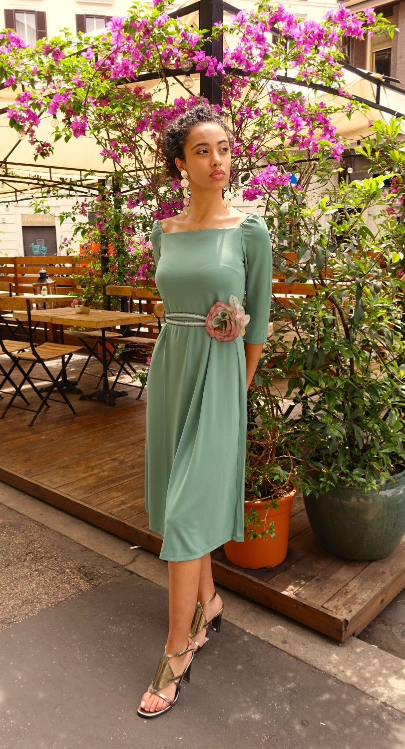 Abba dress in sage jersey