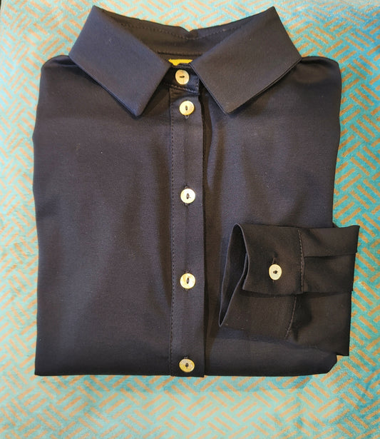Polo Pamela in jersey di  filo di cotone blu scurissimo