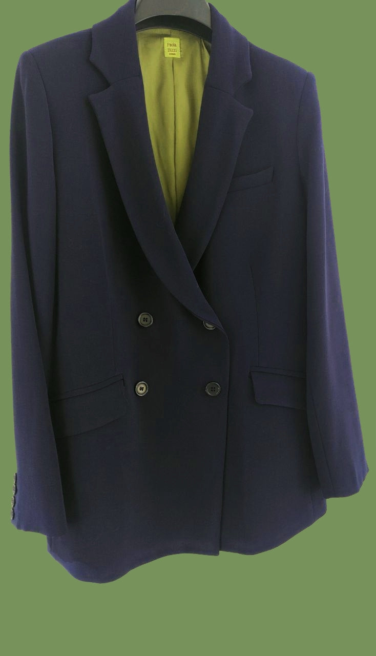 Giacca "Bonnie" in lana crepe blu classica