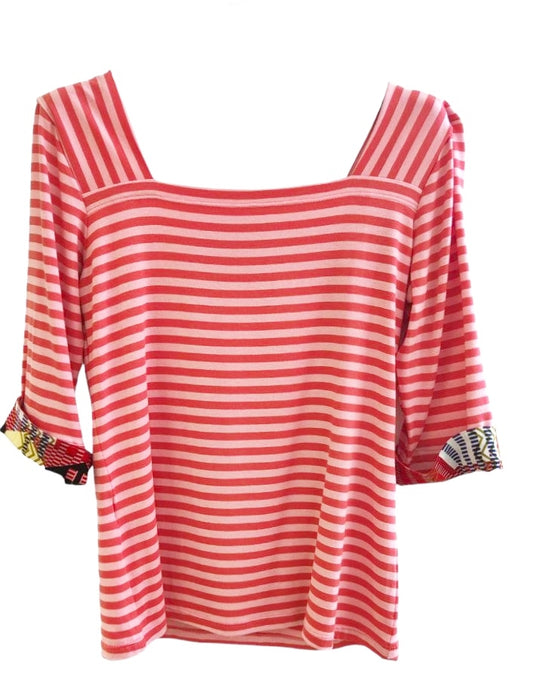 Maglietta  AIDA summer righe rosa e salmone