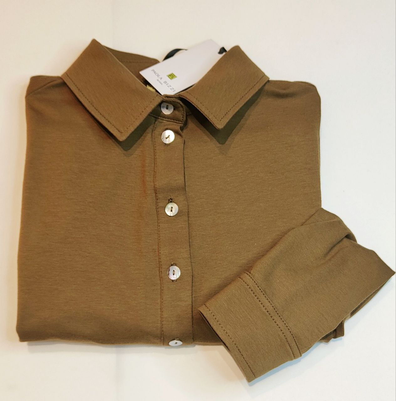 Polo Pamela in jersey di cotone  color  tabacco