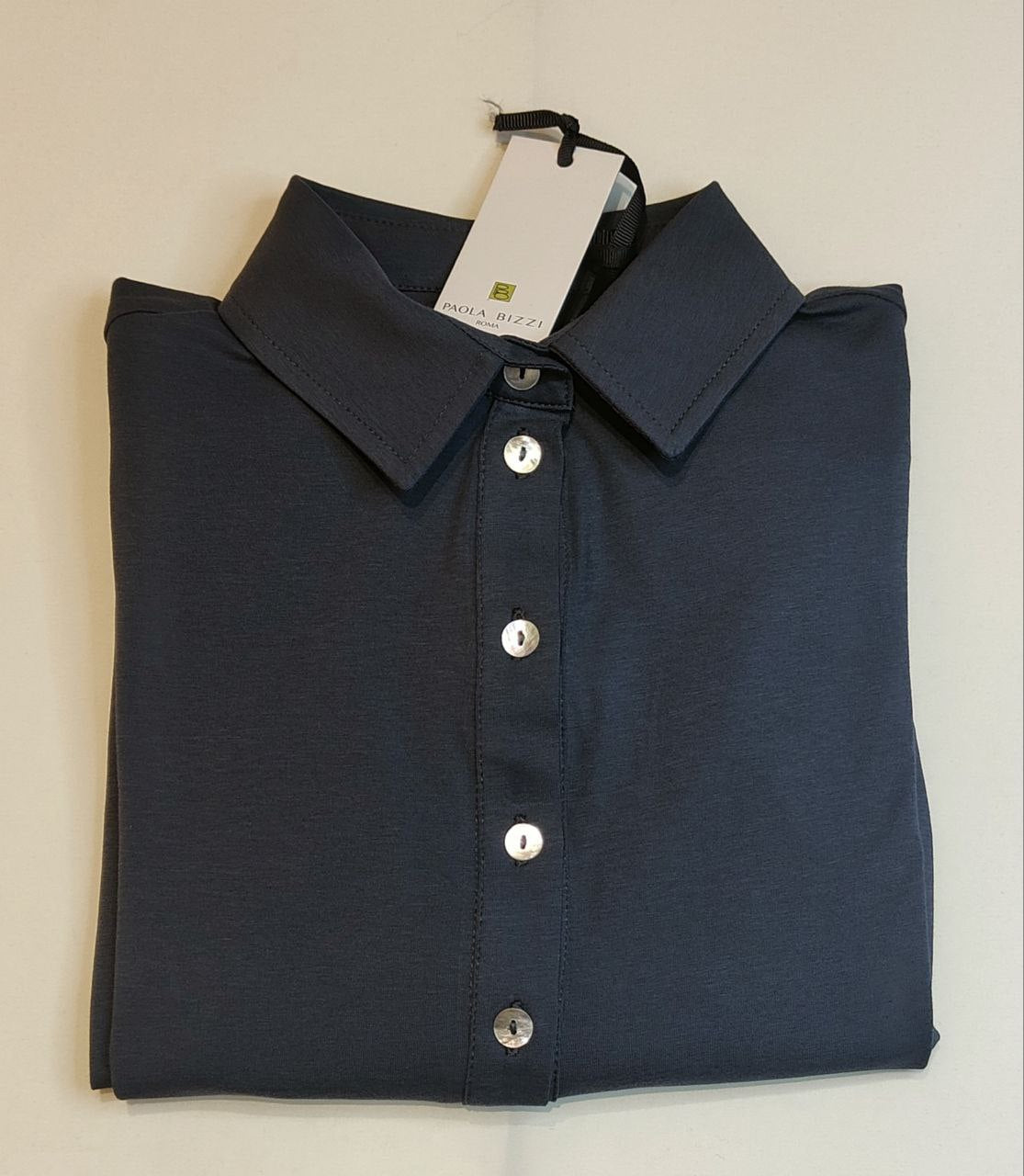 Polo Pamela in jersey di cotone  grigio ferro
