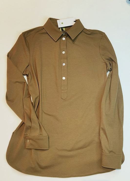 Polo Pamela in jersey di cotone  color  tabacco