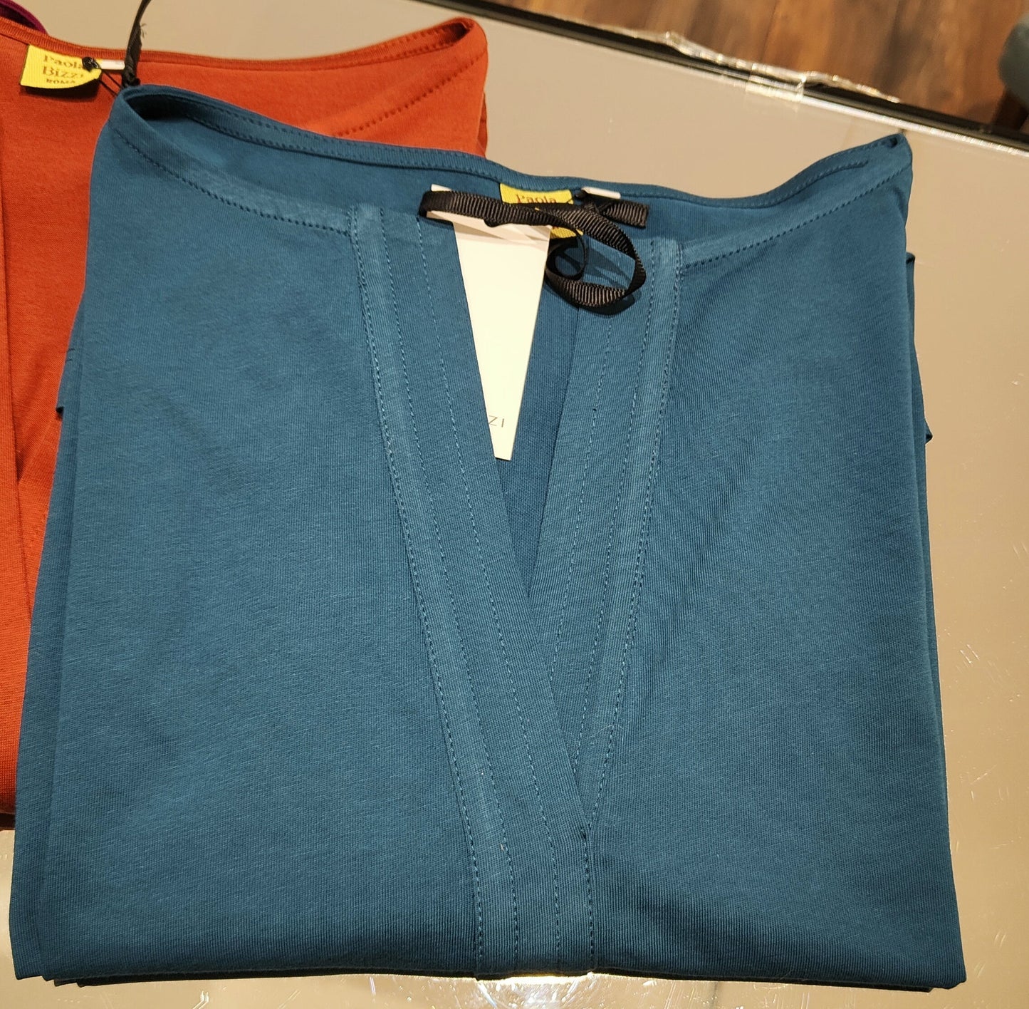 Maglietta "costiera" in filo di cotone petrolio