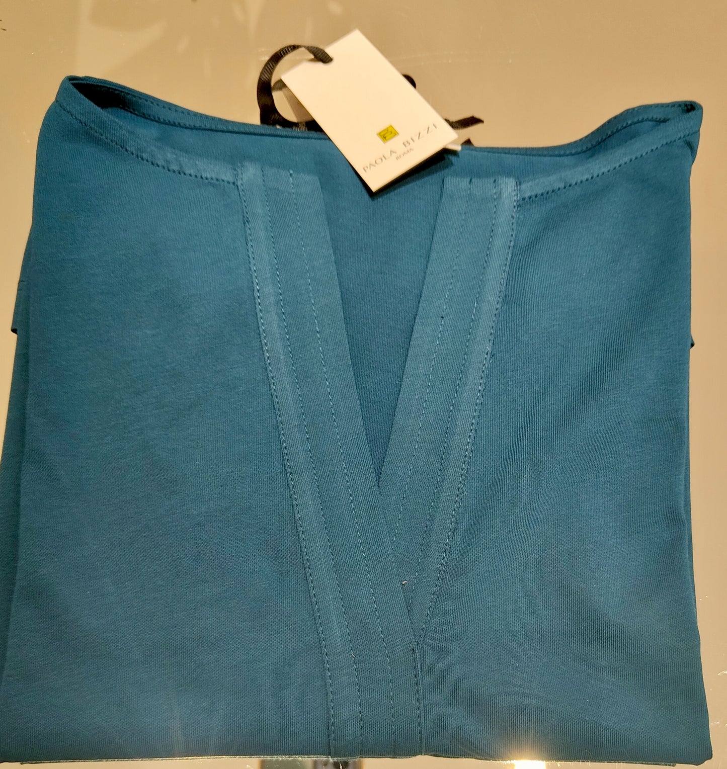 Maglietta "costiera" in filo di cotone petrolio