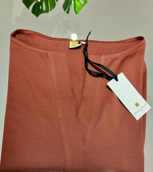 Maglietta "costiera" in filo di cotone arancio ruggine