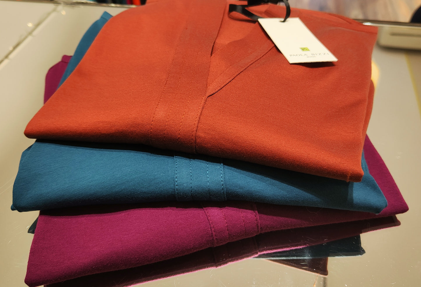 Maglietta "costiera" in filo di cotone arancio ruggine