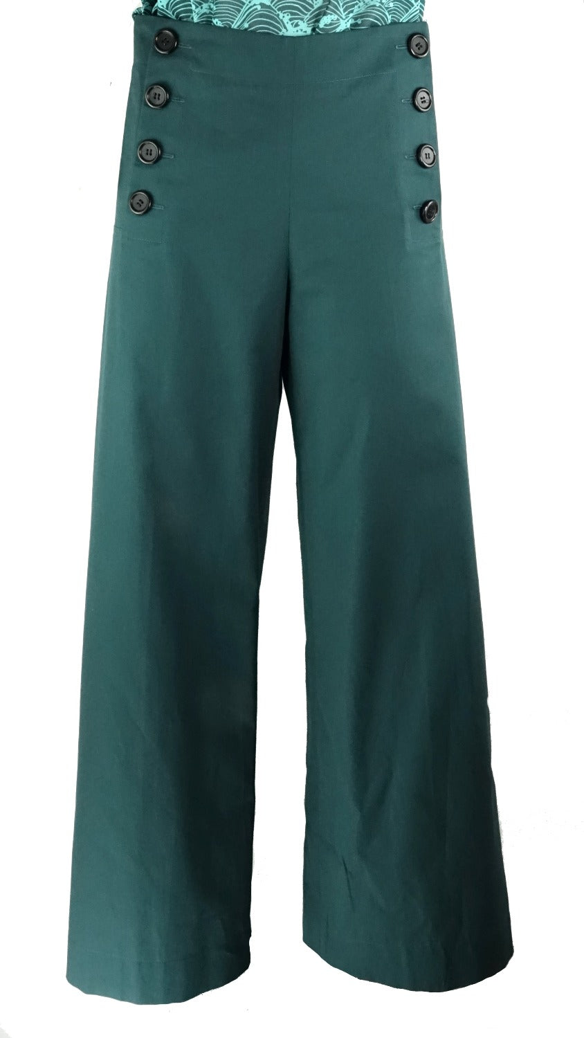 Marine trousers in green cotton