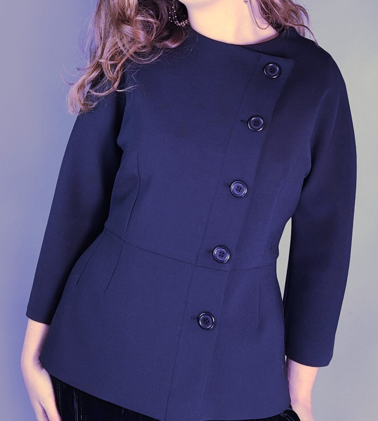 "Madame" blue crepe wool jacket